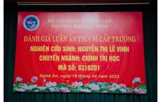 NCS. Nguyễn Thị Lê Vinh bảo vệ thành công Luận án Tiến sỹ Chính trị học
